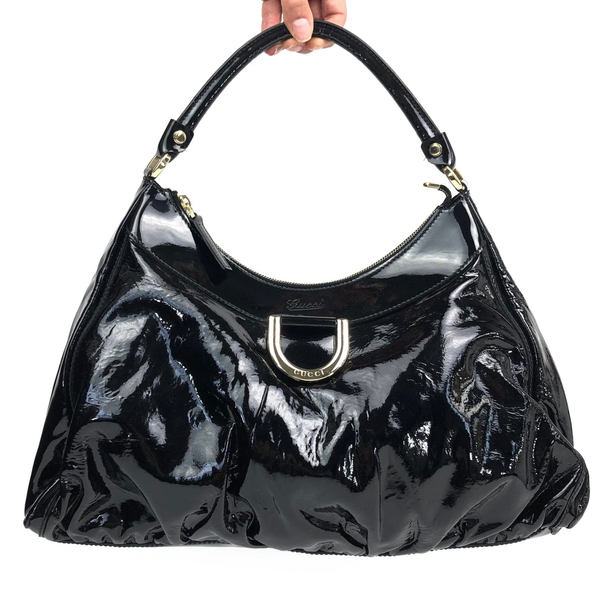GUCCI MONOGRAM LEATHER ABBEY BAG