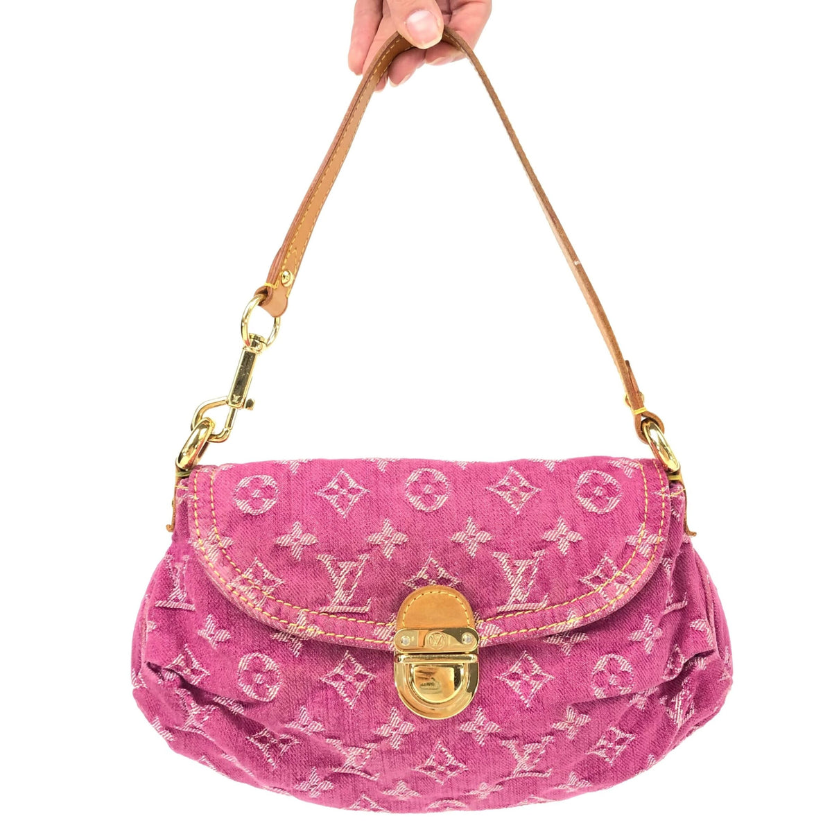 LOUIS VUITTON DENIM PLEATY SHOULDER BAG