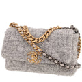 Chanel 19 handbag in grey tweed