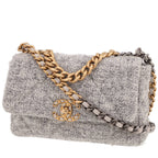 Chanel 19 handbag in grey tweed