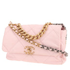 Chanel 19 handbag in pink quilted leather