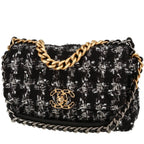 Chanel 19 shoulder bag in black and grey tweed