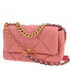 Chanel 19 medium model shoulder bag in pink tweed