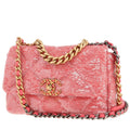 Chanel 19 shoulder bag paillette and pink leather