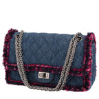 Chanel 2.55 handbag in blue denim and pink tweed