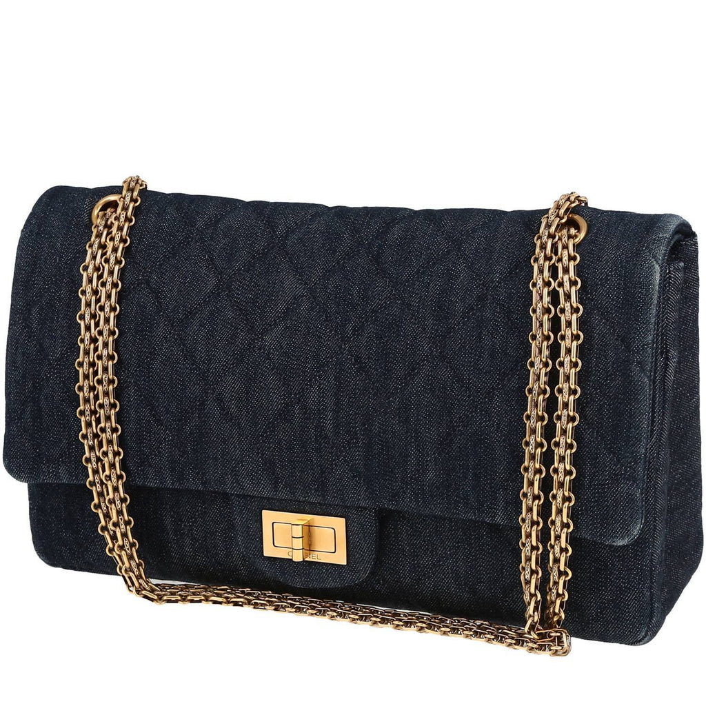 Chanel 2.55 handbag in blue denim canvas