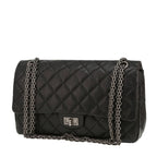Chanel 2.55 large model shoulder bag in black quilted leather