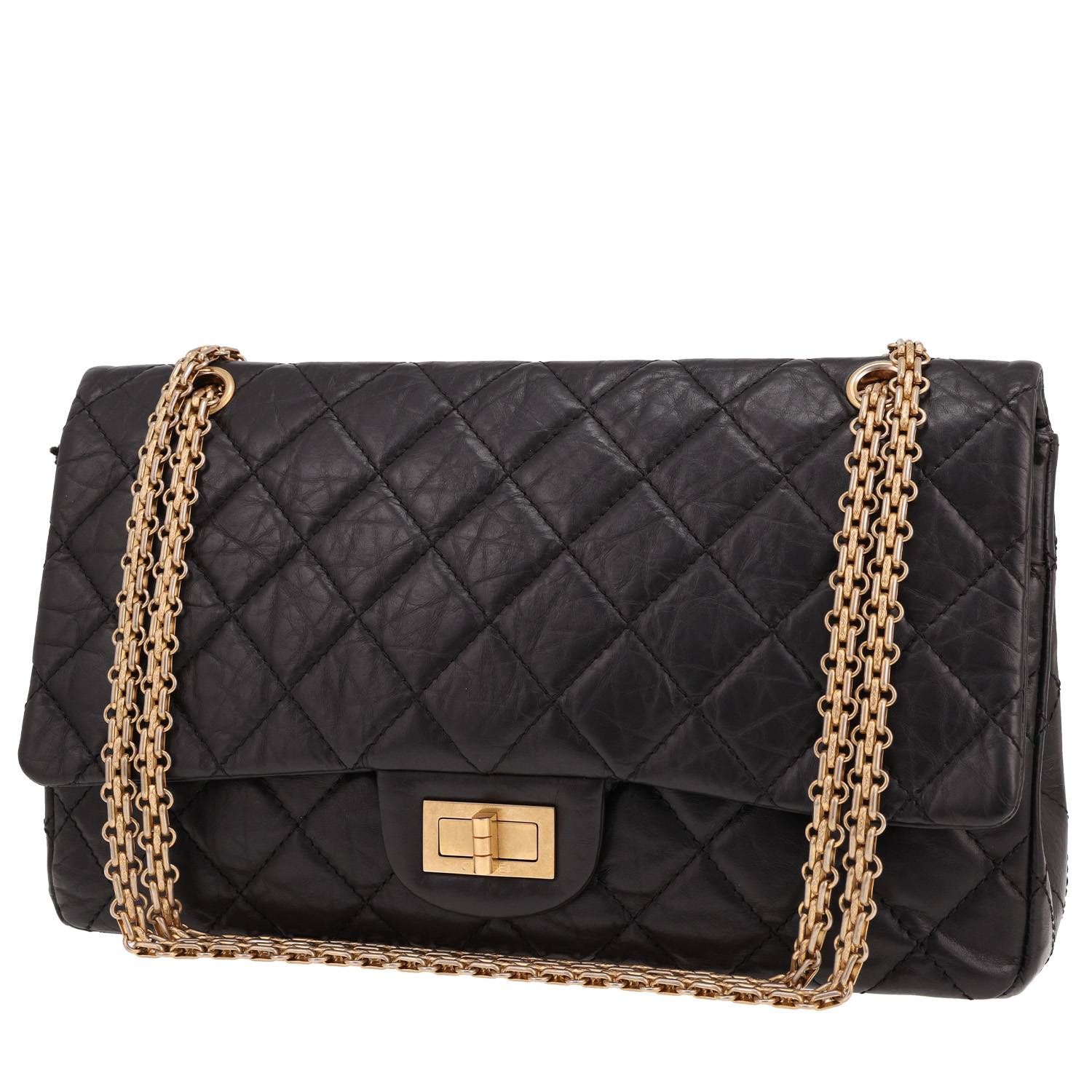 Chanel 2.55 shoulder bag in black quilted leather