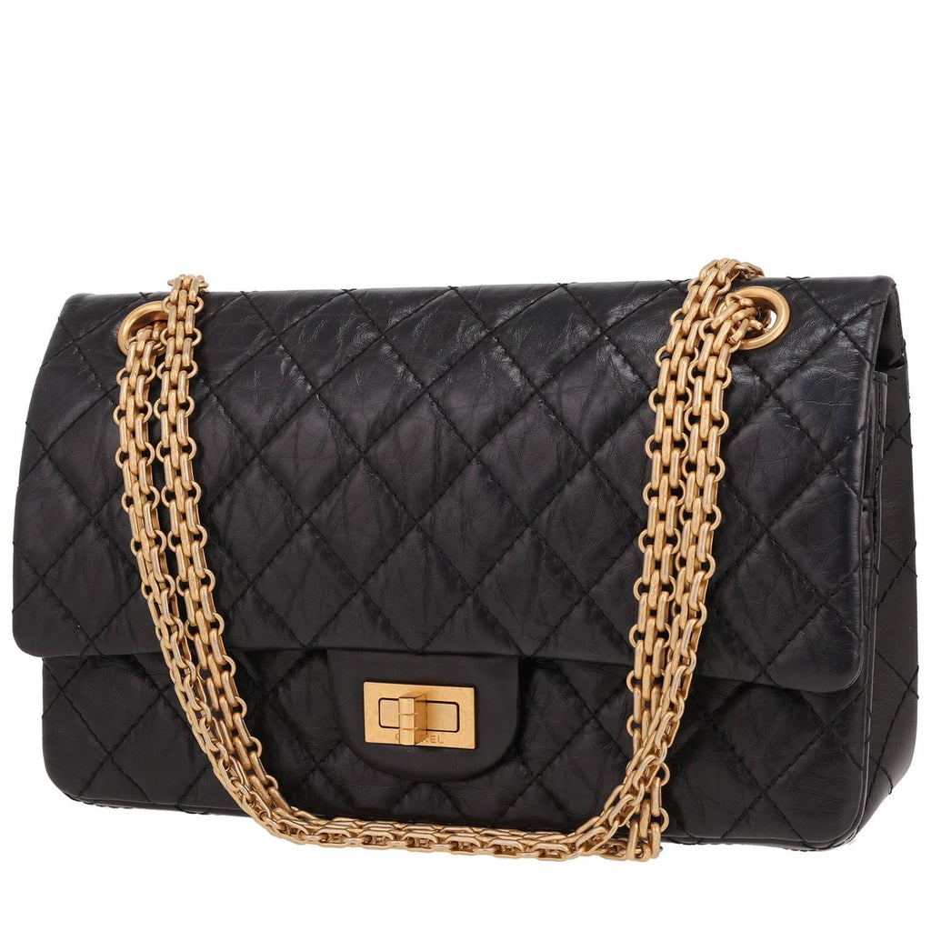 Chanel 2.55 shoulder bag in black quilted leather
