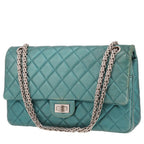 Chanel 2.55 shoulder bag in blue quilted iridescent leather