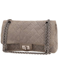 Chanel 2.55 medium model shoulder bag in grey doblis calfskin