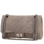 Chanel 2.55 medium model shoulder bag in grey doblis calfskin