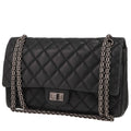 Chanel 2.55 large model shoulder bag in grey quilted iridescent leather