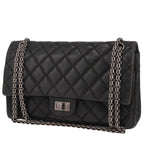 Chanel 2.55 large model shoulder bag in grey quilted iridescent leather