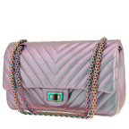 Chanel 2.55 shoulder bag in purple chevron quilted leather