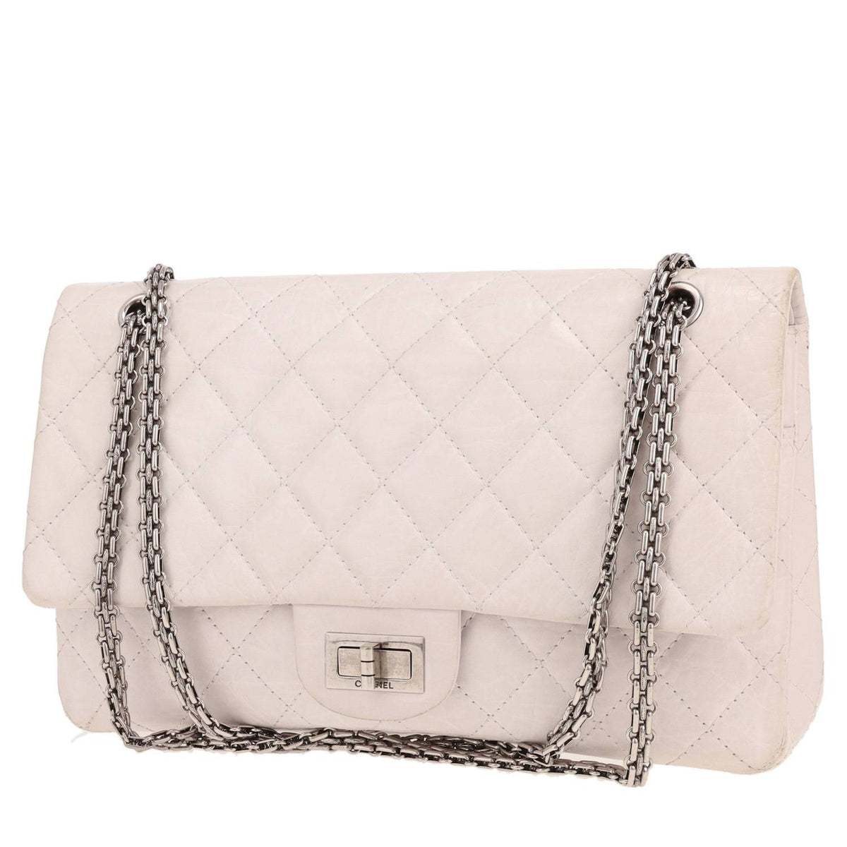 Chanel 2.55 shoulder bag in white quilted leather