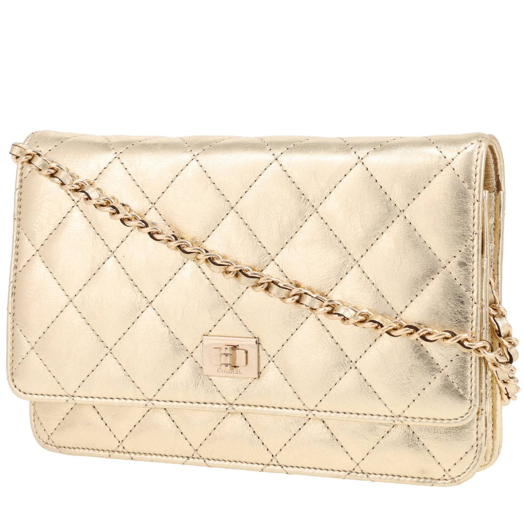 Chanel 2.55 Wallet on Chain shoulder bag in gold quilted leather