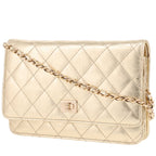 Chanel 2.55 Wallet on Chain shoulder bag in gold quilted leather