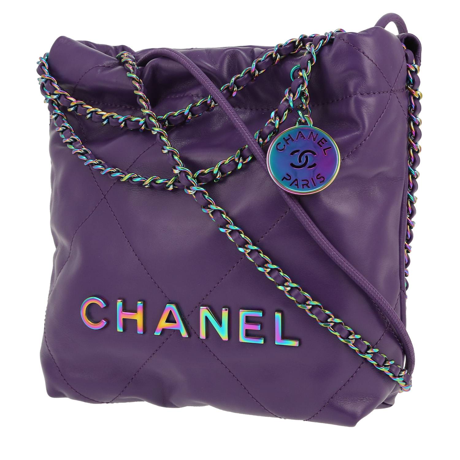 Chanel 22 shoulder bag in purple leather