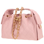 Chanel 25 small model shoulder bag in pink quilted grained leather