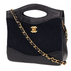 Chanel 31 shoulder bag in navy blue quilted jersey and navy blue leather