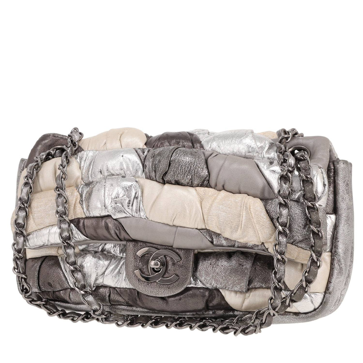 Chanel Baguette handbag in beige, grey and silver leather