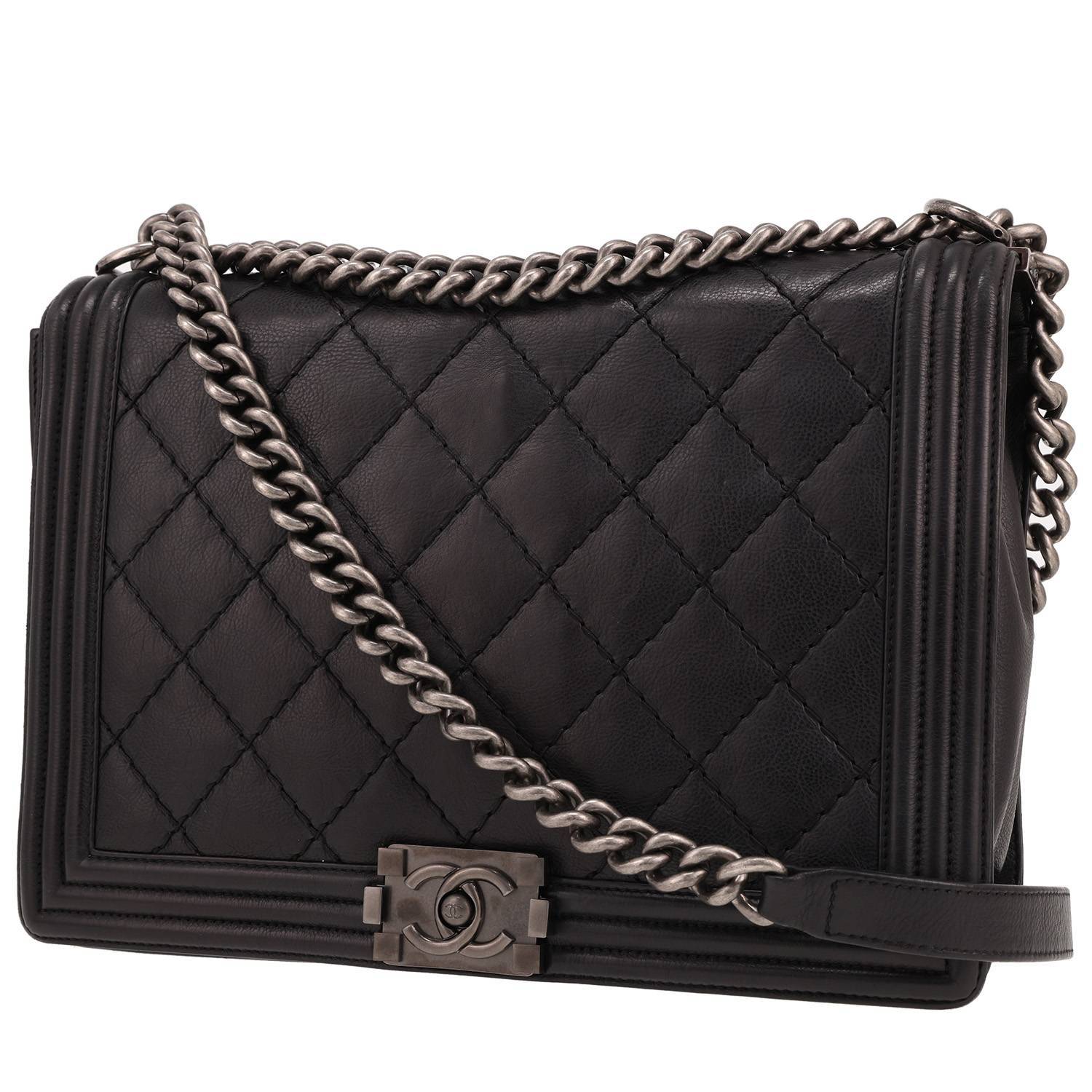 Chanel Boy large model shoulder bag in black leather