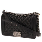 Chanel Boy shoulder bag in black quilted leather