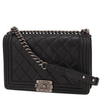 Chanel Boy large model shoulder bag in black quilted leather
