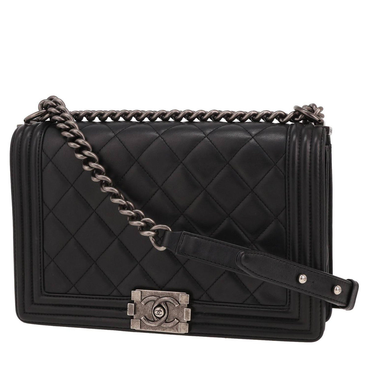 Chanel Boy large model shoulder bag in black quilted leather