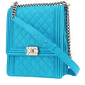 Chanel North South Boy shoulder bag in blue quilted leather