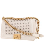 Chanel Boy shoulder bag in white leather cannage