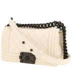 Chanel Boy shoulder bag in white quilted leather