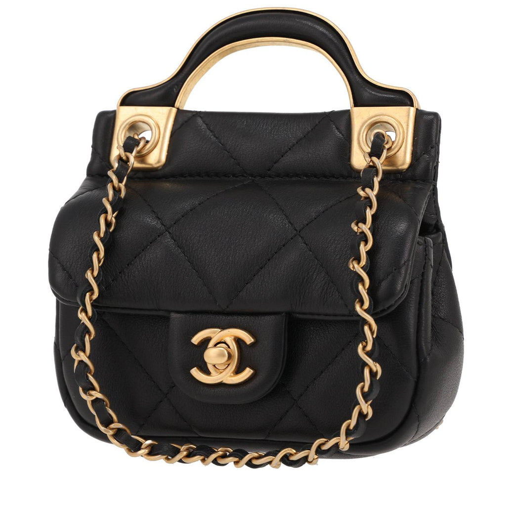 Chanel Chain Pouch mini shoulder bag in black quilted leather
