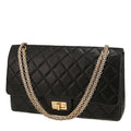 Chanel 2.55 handbag in black quilted leather