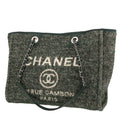 Chanel Deauville shopping bag in green canvas and green leather