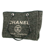 Chanel Deauville shopping bag in green canvas and green leather