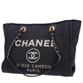 Chanel Deauville shopping bag in navy blue canvas