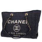 Chanel Deauville shopping bag in navy blue canvas