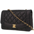 Chanel Diana shoulder bag in black quilted leather