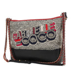 Chanel Gabrielle large model shoulder bag in black and white jersey canvas and black leather