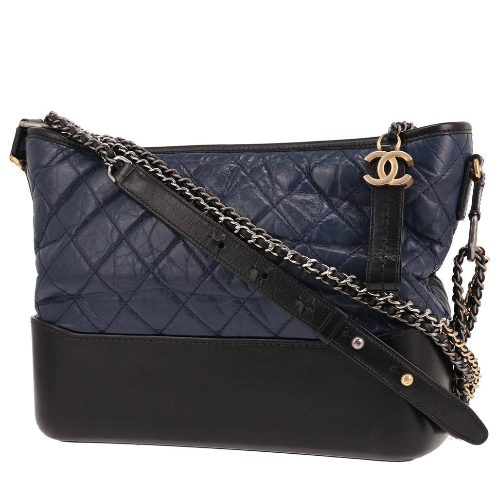 Chanel Gabrielle medium model shoulder bag in navy blue and black quilted leather
