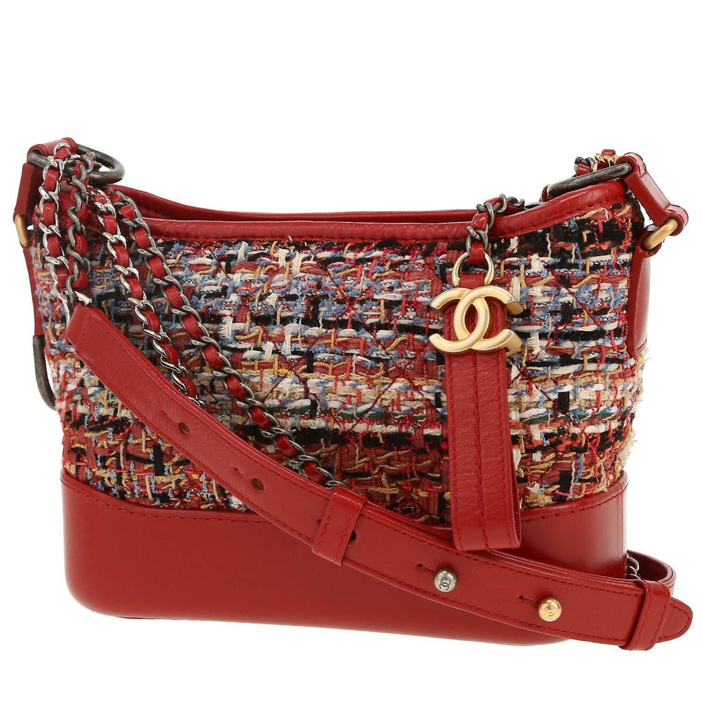 Chanel Gabrielle small model shoulder bag in red tweed and red leather
