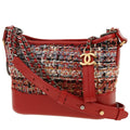 Chanel Gabrielle small model shoulder bag in red tweed and red leather