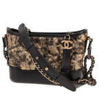 Chanel Gabrielle small shoulder bag in black and gold quilted leather and black leather