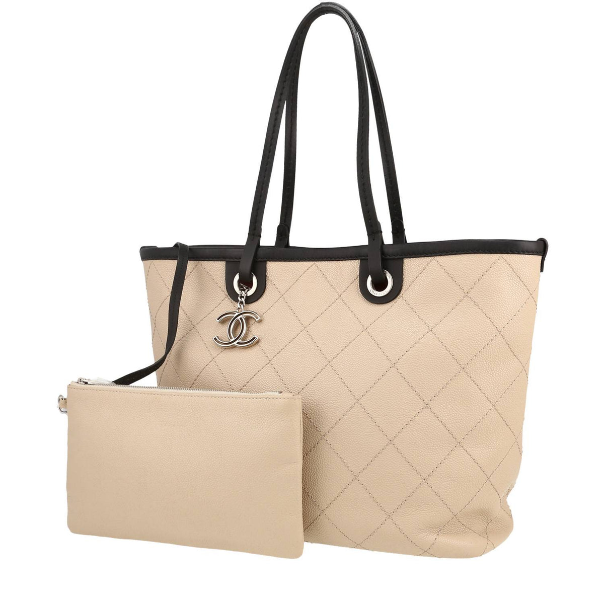 Chanel Grand Shopping shopping bag in beige and black leather