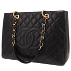 Chanel GST Shopping Tote Bag in Noir quilted grained leather