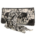 Chanel handbag in black and white silk and black leather