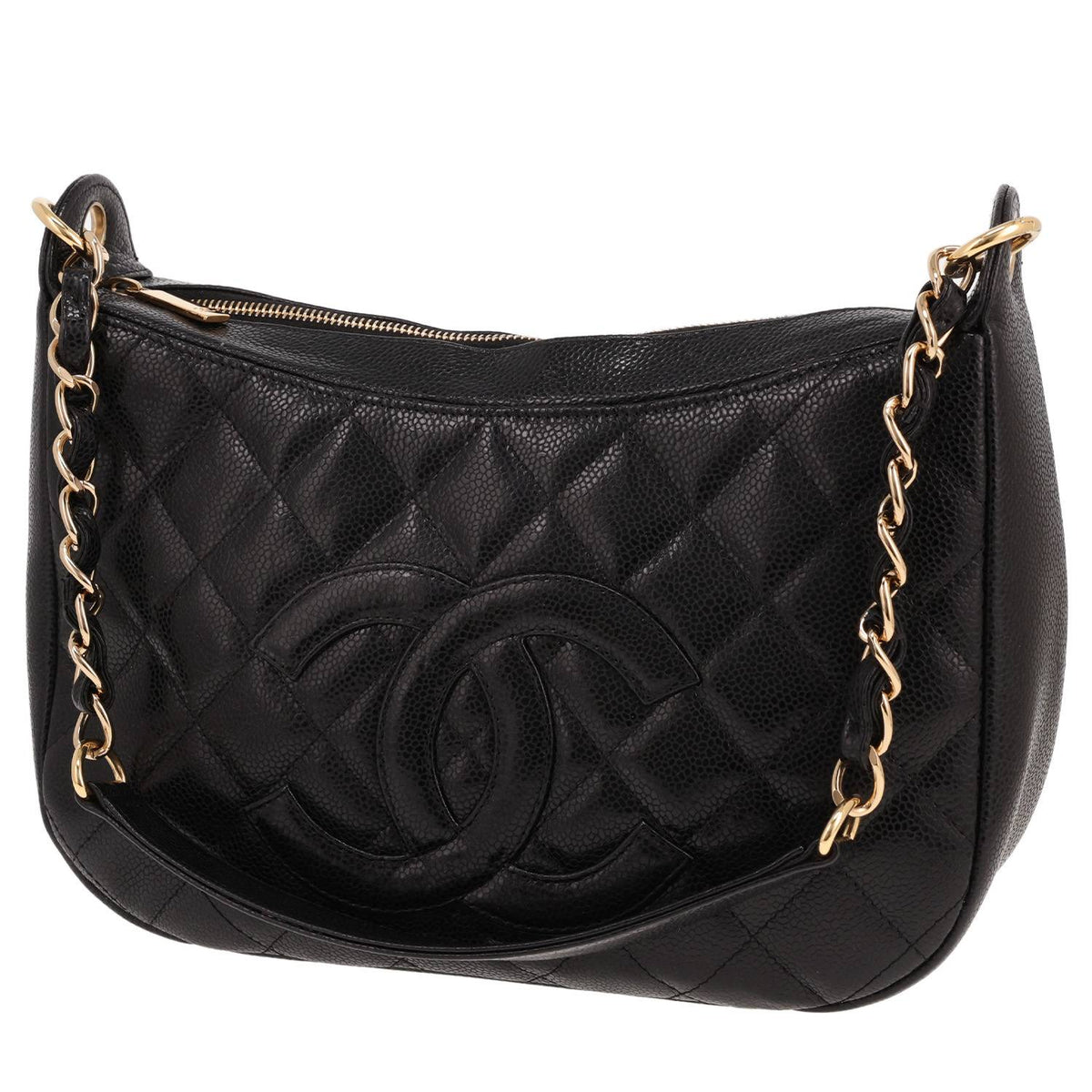 Chanel handbag in black quilted grained leather
