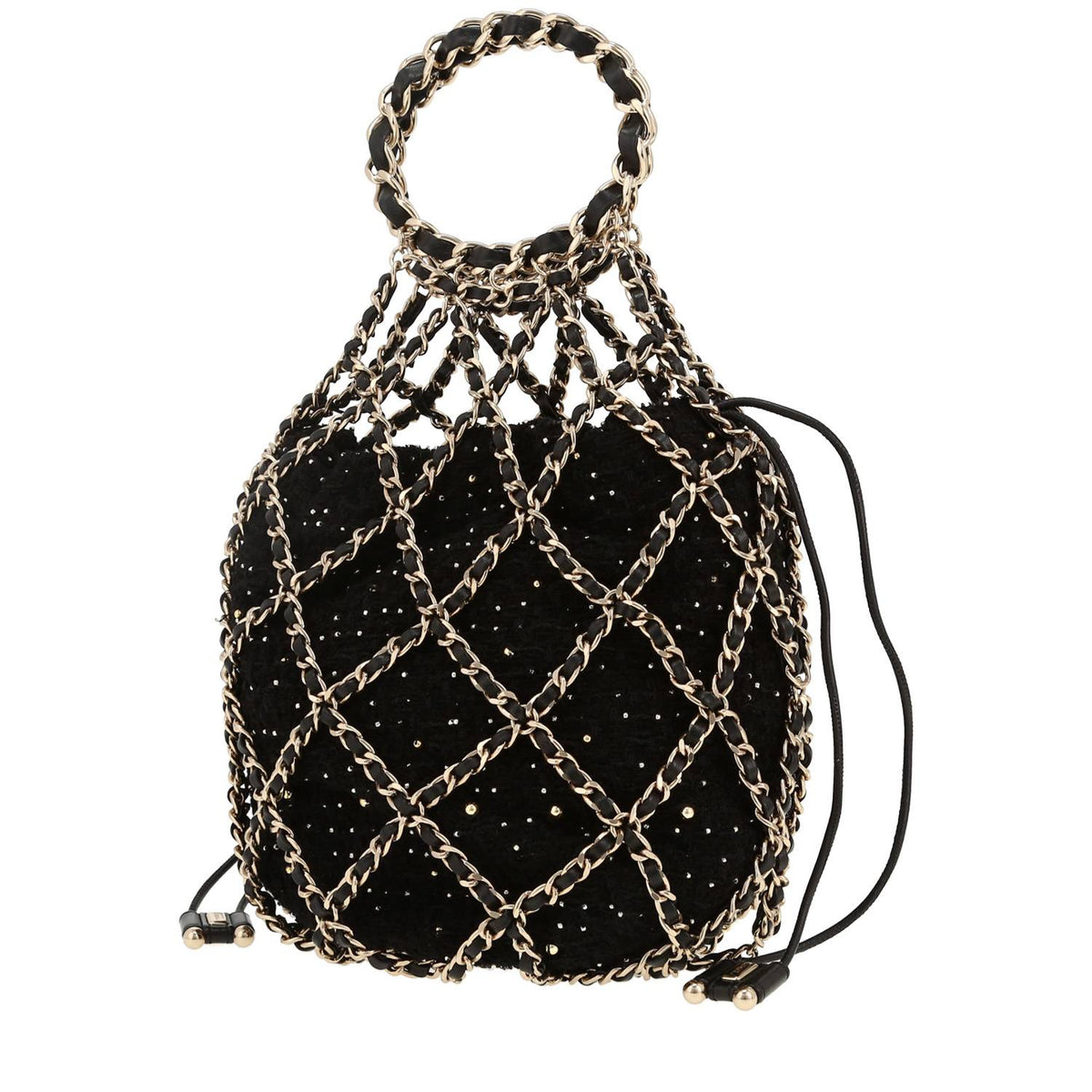 Chanel handbag in black tweed and black leather
